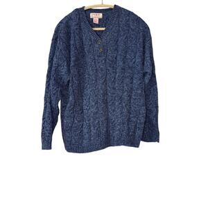 American Weekend Women's Vintage Sz Large Two Button Cable Knit Pullover Sweater